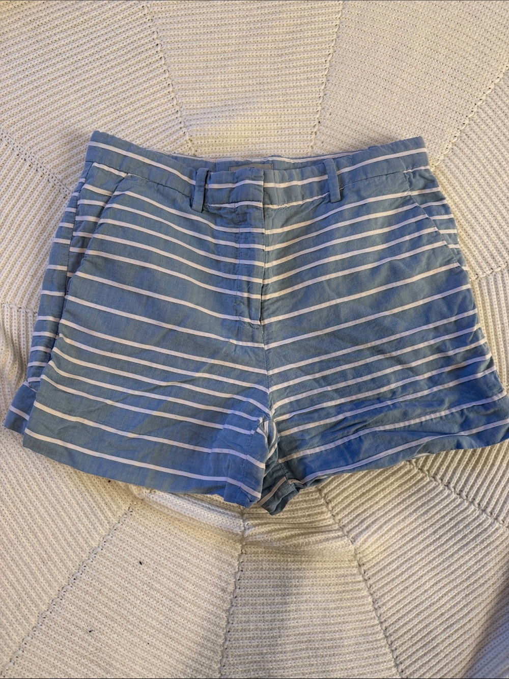 GAP Blue and White Striped High-Waist Shorts